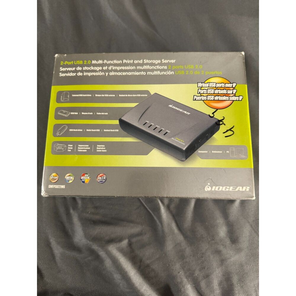IOGEAR 2-Port USB 2.0 Multi-Function Print and Storage Server (GMFPSU22W6)